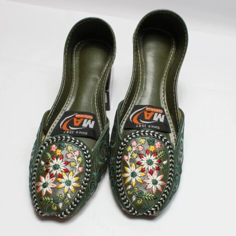 Embroidered Khussa Dark Green Colour
