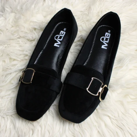 Chic Buckle Velvet Loafers